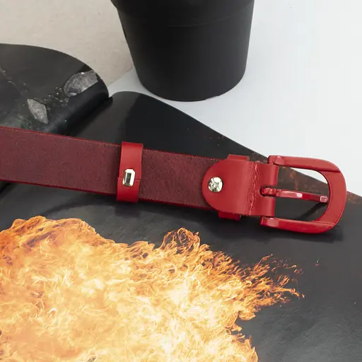 Ремень женский кожаный красный JK-2584 (110 см) - фото 7