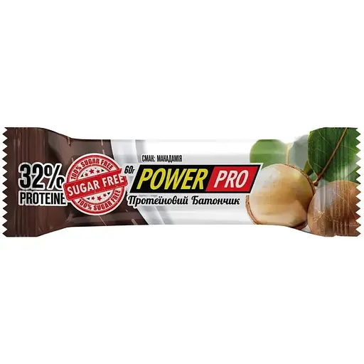 Батончик Power Pro Protein Bar Nuts Sugar Free, 60 грам - Макадамія - фото 1