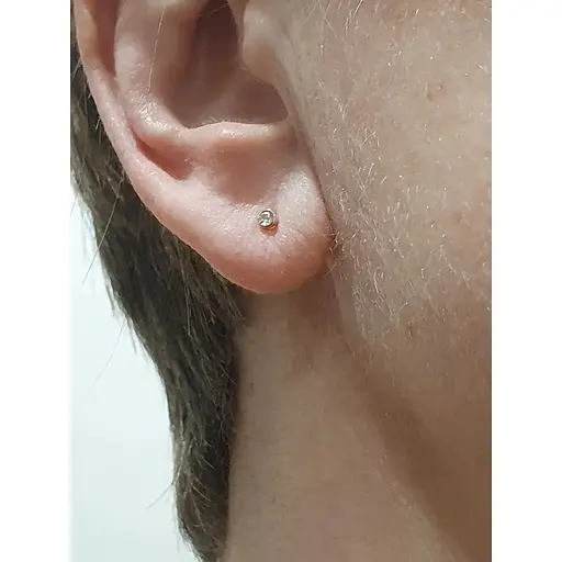 Золотая моносерьга-пуссета с фианитом. 110314Я - фото 5