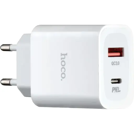 Мережевий зарядний пристрій Hoco C97A PD20W + QC3.0 charger ( EU ) Білий - фото 1