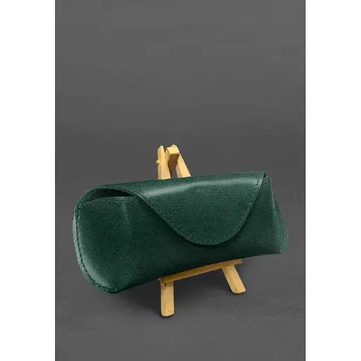 Кожаный чехол для очков BlankNote Краст с клапаном на магните Зеленый  - фото 4