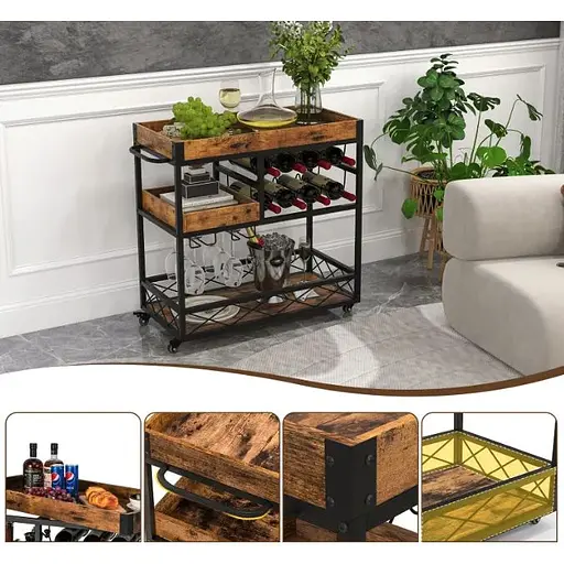 Барний візок Costway Mexico із кількома ярусами в стилі в стилі Loft - фото 6