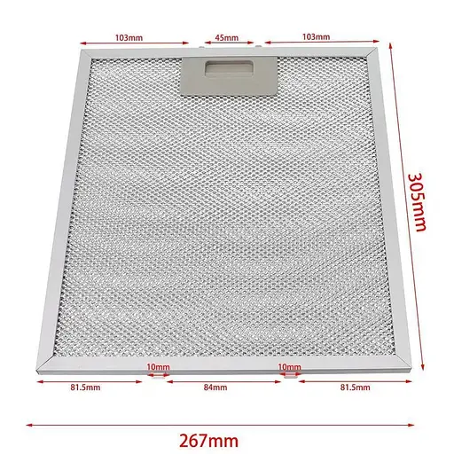Алюминиевый (жировой) фильтр 267*305 мм для кухонной вытяжки Elica, AEG, Whirlpool, Electrolux
