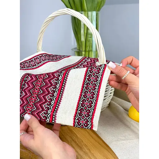 Пасхальное полотенце льняное для корзины Рандеву 45х30 см Красный - фото 4