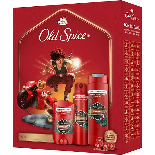 Подарунковий набір Old Spice Anime Bearglove: аерозольний дезодорант 150 мл + дезодорант-стік 50 мл + гель для душу 3-в-1, 250 мл + гра Доміно - фото 2