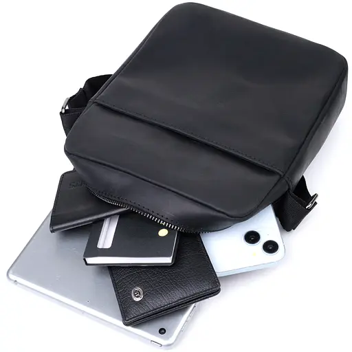 Чоловіча сумка через плече з натуральної матової шкіри SHVIGEL 20х22,5х6 см sum0027001 - фото 8