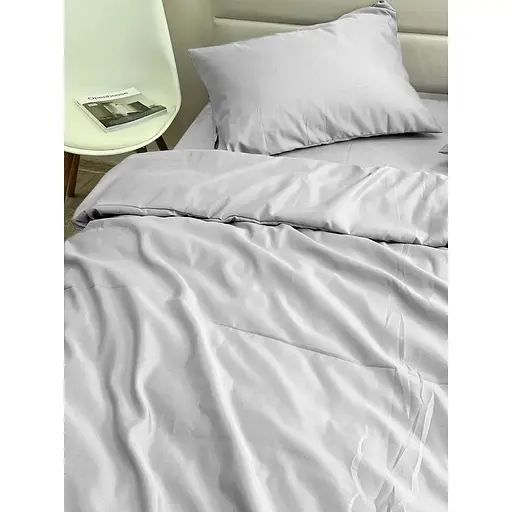Комплект постільної білизни Ecotton Light Grey півтораспальний полісатин світло-сірий (25310) - фото 2
