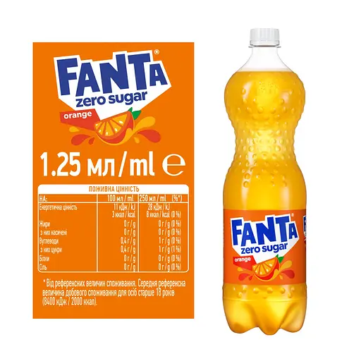 Напиток сокосодержащий Fanta Orange Zero Sugar 1.25 л (950049) - фото 3
