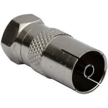 Переходник антенный 2E штекер F гнездо ТВ адаптер металлический - фото 1