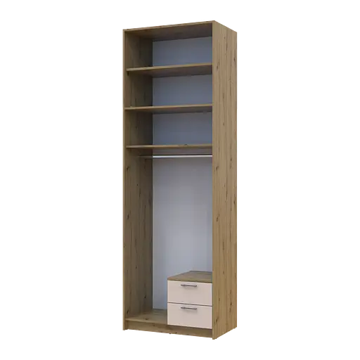 Шафа для одягу Doros Ронді з високою антресолею Дуб Артізан/Кашемір 2 ДСП 82х52х260 (42005192) - фото 3