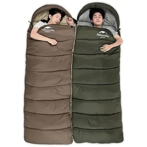 Спальник с капюшоном Naturehike U150 NH20MSD07, (11°C), правый, коричневый