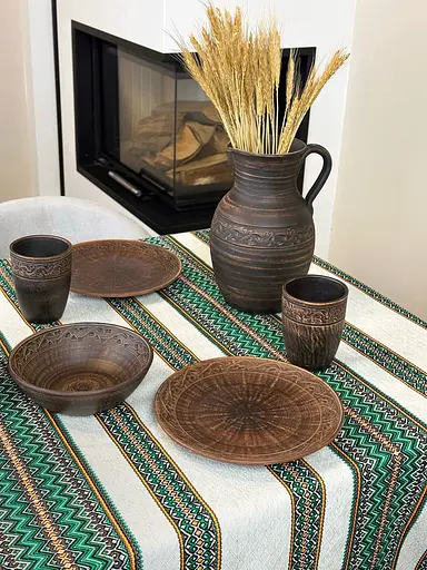 Лляна скатертина великодня з українським орнаментом Рандеву зелений 330х150 см - фото 7