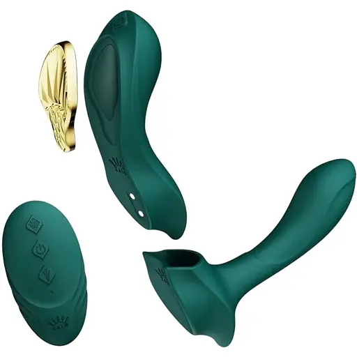 Смарт-вибратор в трусики Zalo AYA Turquoise Green насадка и пульт ДУ