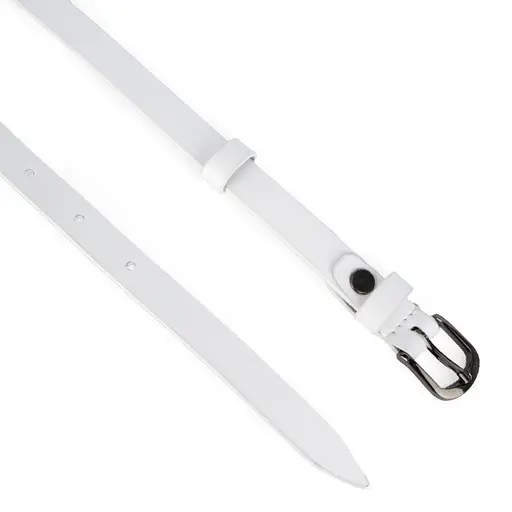 Ремінь шкіряний жіночий SF-1505 вузький білий під сукню (125 см) - фото 3