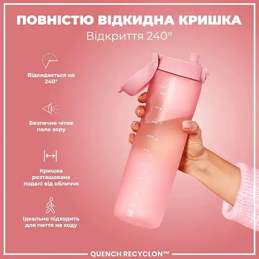 Пляшка для води ION8 1000 мл (ЕКО пляшка) BPA Free Rose Quartz (I8RF1000ROS) - фото 3