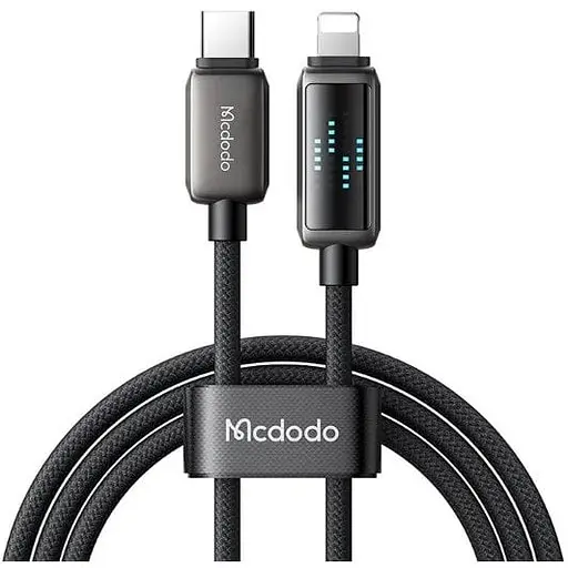 Кабель Mcdodo LED Display USB-C to Lightning 36W Data Cable 1.2 м Чорний