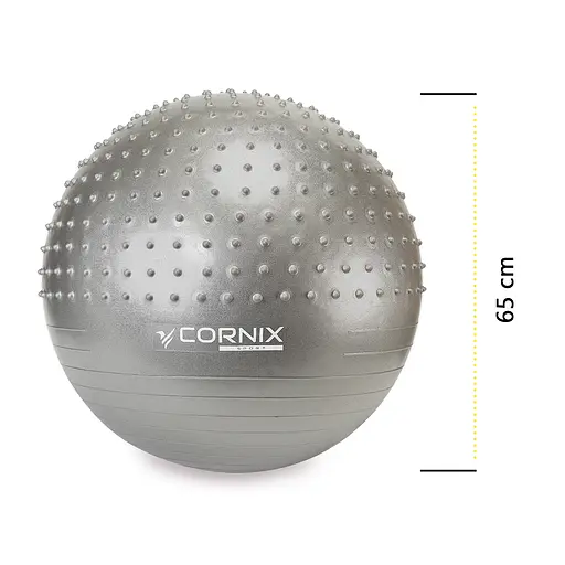 Мяч для фитнеса (фитбол) Cornix 65 см полумассажный Anti-Burst Silver XR-0479 - фото 5