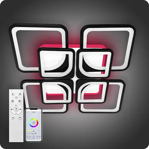 Люстра светодиодная 517 Light 3color с пультом 240Вт Черный (01758) - фото 1