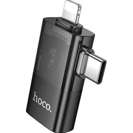 Перехідник Hoco UA36E USB-C Male/Lightning Male to USB-A Female OTG Black [140339] - фото 4