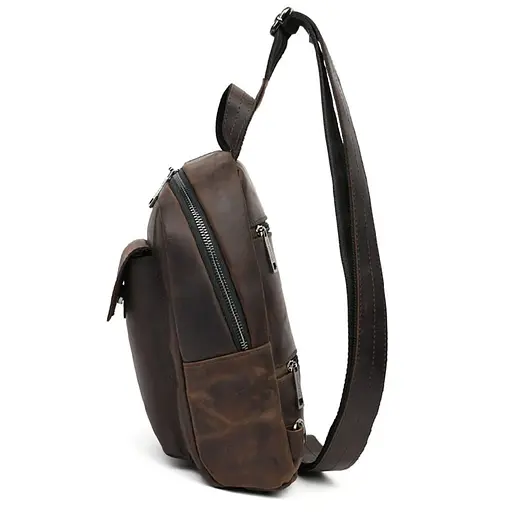 Рюкзак слинг кожаный с передним карманом для телефона TARWA 29х17х8 см sum0028233 - фото 4