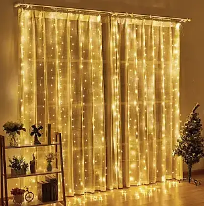 Новогодняя светодиодная гирлянда-штора Роса 3x3 м с 480 Тепло белыми LED лампочками и питанием USB - фото 2