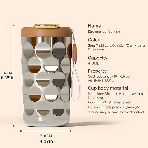 Термочашка для кави та чаю з дисплеєм температури 410 мл рожева (BC-0376) - фото 2