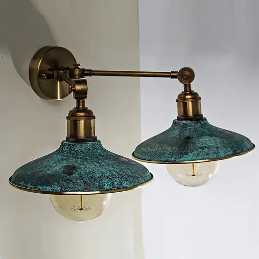 Настенный латунный бра двойной PikArt арт. 1105 зеленый - фото 1