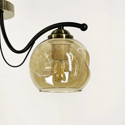 Люстра в чорному корпусі із 2-ма янтарними плафонами Line.F 7075/2 AB+BK+AB - фото 2