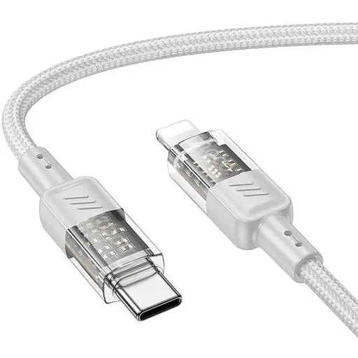 Кабель Hoco Type-C to Lightning Spirit PD transparent charging data cable U129 27W 1.2 м Grey