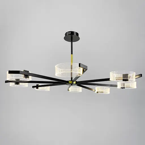 Люстра дизайнерская с акриловыми кругами на 3 режима освещения Line.F J 1828/8 - фото 9