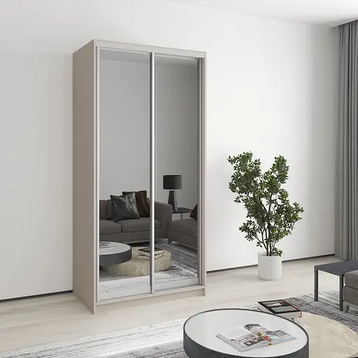 Шафа-купе дводверна MebelStar Стандарт AL 2 Дзеркала 100x45x210 см Кашемір (MBS-2486)