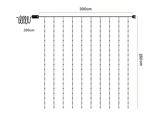 Гирлянда штора LED Star Sun Lamp большие капли росы 3х2.5 метра 200 led c пультом - фото 2