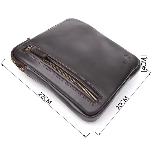 Елегантна чоловіча сумка з гладкої натуральної шкіри SHVIGEL 20х22х4 см sum0027430 - фото 13