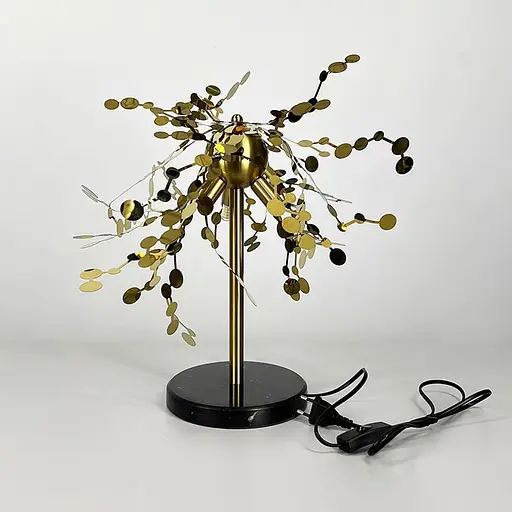 Лампа настольная из гибких латунных кружочков из металла Ø 50х45 см | Line F | Арт. 1030T AB - фото 4