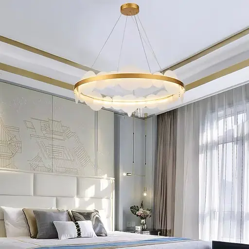 Кольцевая подвесная люстра в латунном корпусе Ø 57 см Ст. MJ204-600 AB | Line F - фото 1