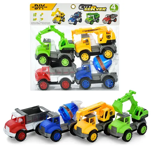 Набір машин "Будівельна техніка" 4 штуки, розмір машинки 10см 090A-67