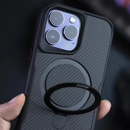 Чохол TPU+PC Metal Buttons with MagSafe Carbon Ring для Apple iPhone 14 Pro Max 6.7 Чорний - фото 3
