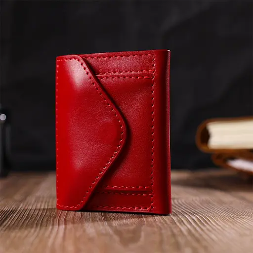 Кожаный женский кошелек Grande Pelle 8х10х1.5 см acs0025868 - фото 7