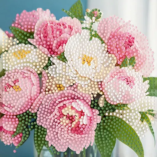 Алмазная мозаика Strateg ПРЕМИУМ Пионы на бумажной основе размером 18х18 см (ZAV1818-3) - фото 1