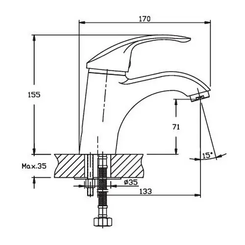 Змішувач для умивальника Haiba MARS 001 HB0240 - фото 2