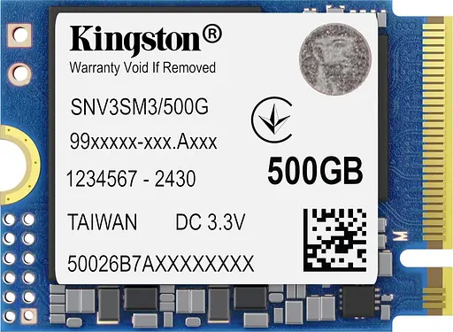 Накопитель SSD Kingston m.2 NVMe 500GB NV3 NVMe 2230 PCIe 4.0 x4 3D NAND 512 480 (SNV3SM3/500G) - фото 1
