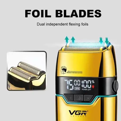 Електробритва шейвер VGR V-350 з дорожньою сумкою та 2 насадками (Золотистий) - фото 4
