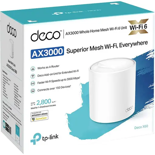 Mesh-система TP-Link mesh Deco X60 AX3000 1Pc White 802.11ax (Deco-X60-1-pack) - фото 5