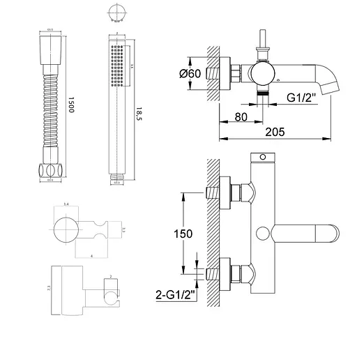 Змішувач для ванни Kohlman Axel graphite настінний KPL-QW110AG Графит - фото 6