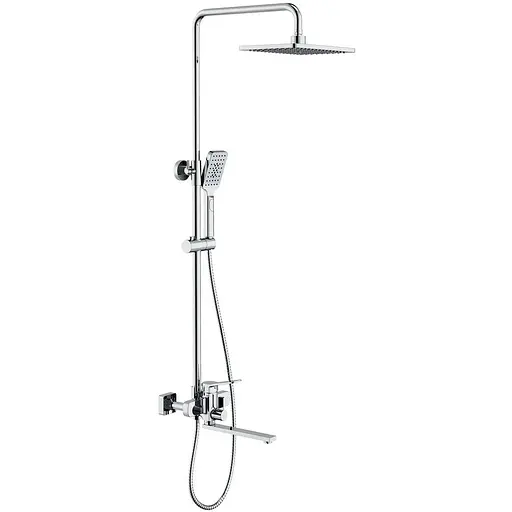 Душевая система Frap F2461, поворотный излив - переключатель на лейку, 3 режима, белый/хром - фото 1