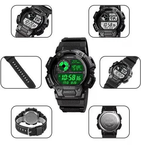 Мужские спортивные часы Skmei 1723 (Черный с белым циферблатом) - фото 6