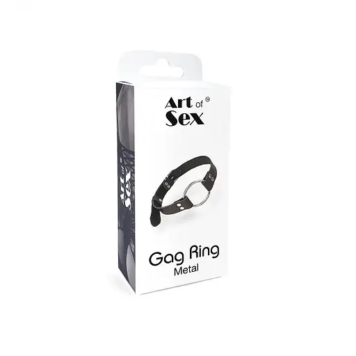 Кляп Металлическое кольцо из натуральной кожи Art of Sex - Gag Ring Metal, цвет Черный - фото 4