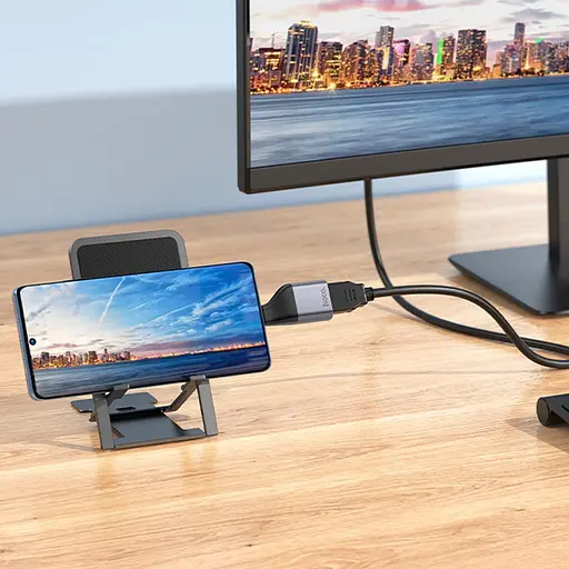 Переходник Hoco UA33 Type-C to HDTV Metal grey - фото 5