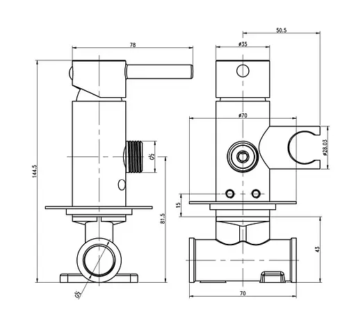Набір гігієнічного душу прихованого монтажу Kohlman Axel Chrom QW135A, Хром - фото 2