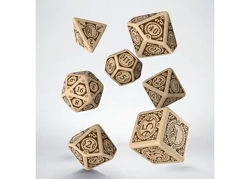 Набір кубиків Steampunk Clockwork Beige & brown Dice Set , 7 шт. (SSTC74) - фото 2